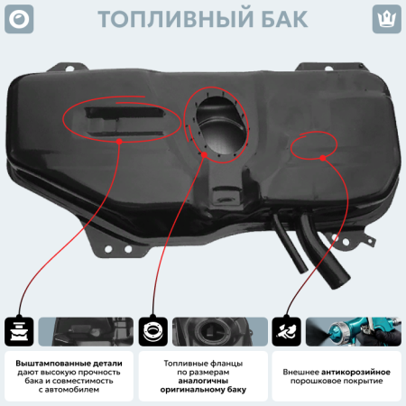 Топливный бак Fiat Palio, 2003-2011 г.в. (антикоррозия)