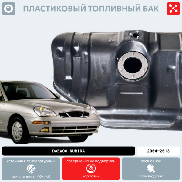 Топливный бак Daewoo Nubira пластиковый, 2004-2013 г.в. (BP)