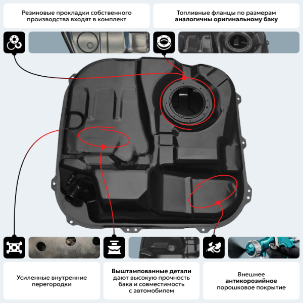 Купить Топливный бак Kia Ceed (Дизель + Бензин), 2007-2012 г.в. (антикоррозия) Топливный бак Kia Ceed (Дизель + Бензин), 2007-2012 г.в. (антикоррозия)